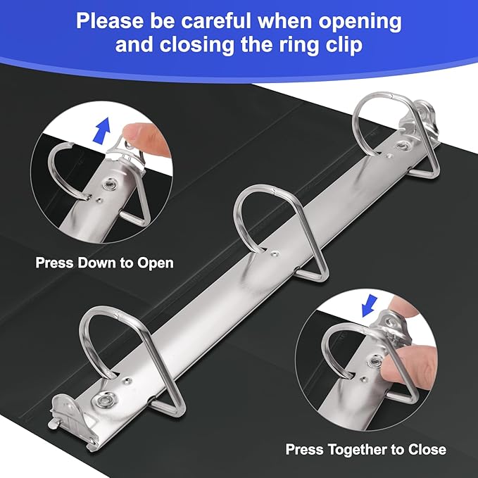 Comix Sturdy 3-Ring-Binder 1-inch D Ring Binders Hold 225 Sheets of 8.5" x 11" Paper, 8 Pack (Black)