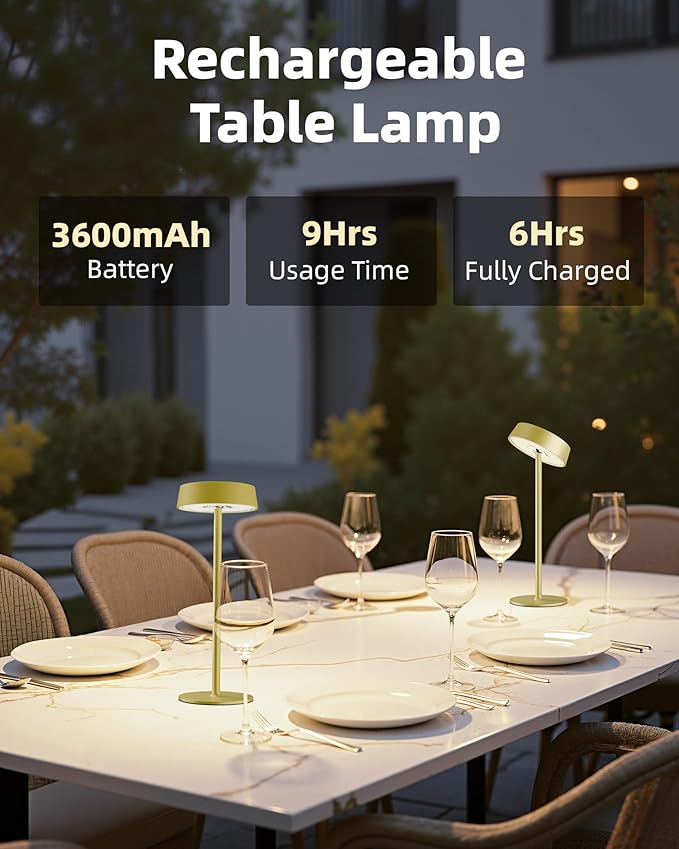 Cordless Lamp, Outdoor Waterproof, Dimmable Touch Control 3 Color Temperature, Battery Operated Portable, RGB, LED Memory Function, Rechargeable Table Lmap, Desk Lamp, Patio Dinning Restaurant Kitchen