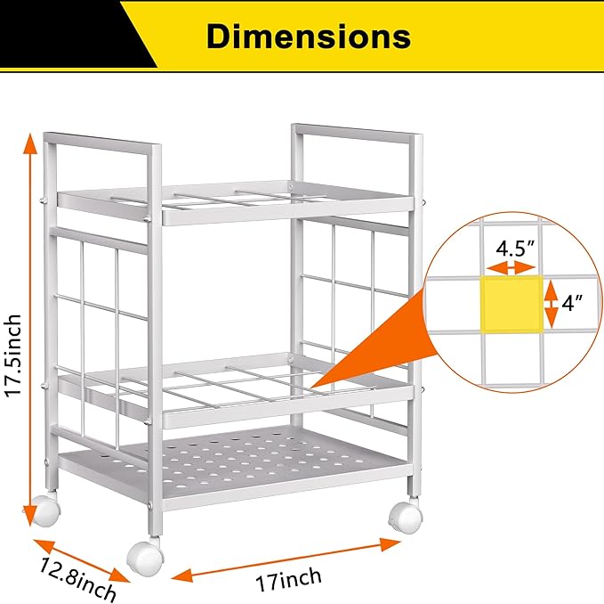 GIOTORENT Blueprint Storage Rack, Holder with Wheels, Map/Poster/Architectural Plan Storage, 12 Slots, 2 Brakes, Silent Wheels for Home, Office, School (White)
