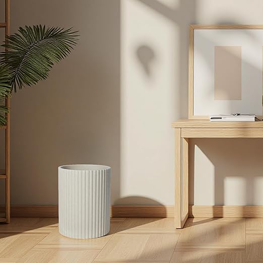 Beige Luxury Stone Bathroom Trash Can, Modern Bathroom Office Trash Can, Resin Wastebasket, Garbage Receptacle Bin for Bathrooms, Offices, Powder Rooms, Kitchens (Beige)