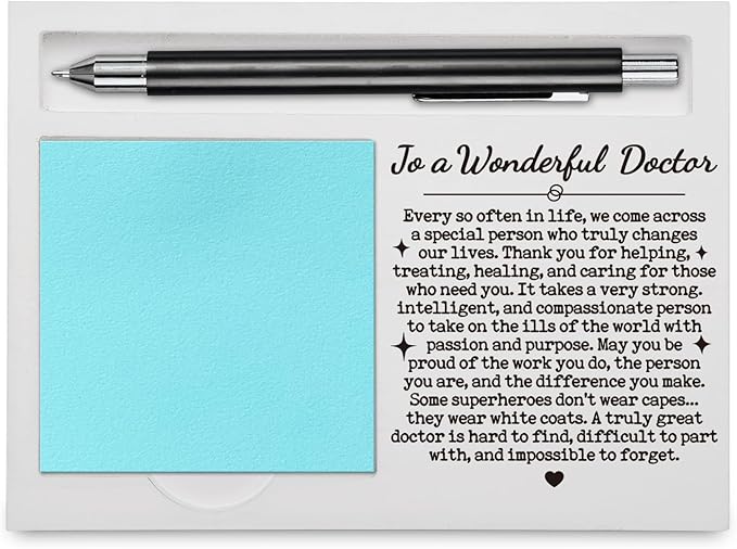 Doctor Appreciation Gifts for Women Men, to a Wonderful Doctor Quote Desk Decor, Office Self-Stick Note Pad Holder YBB06