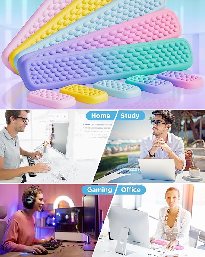 Lekvey Ergonomic Keyboard Wrist Rest, Silky Memory Foam with Massage Points Carpal Tunnel Support Wrist Pad for Office/Gaming, Typing Pain Relief, Black