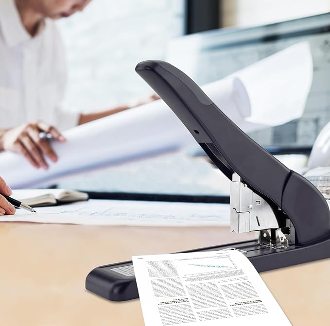 Rapesco 1551 ECO Extra Heavy-Duty Stapler with 1000 Staples, Type 923/15mm Heavy-Duty Staples (9/16"), 210 Sheets Capacity, Front Loading, HD-210, Uses Type 923 HD from 3/8" to 15/16", Black