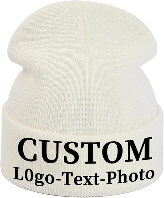 Custom Beanie for Men Women Bulk Custom Winter Hat Beanies with Logo Text Image Personalized Knit Hats Gifts for Business