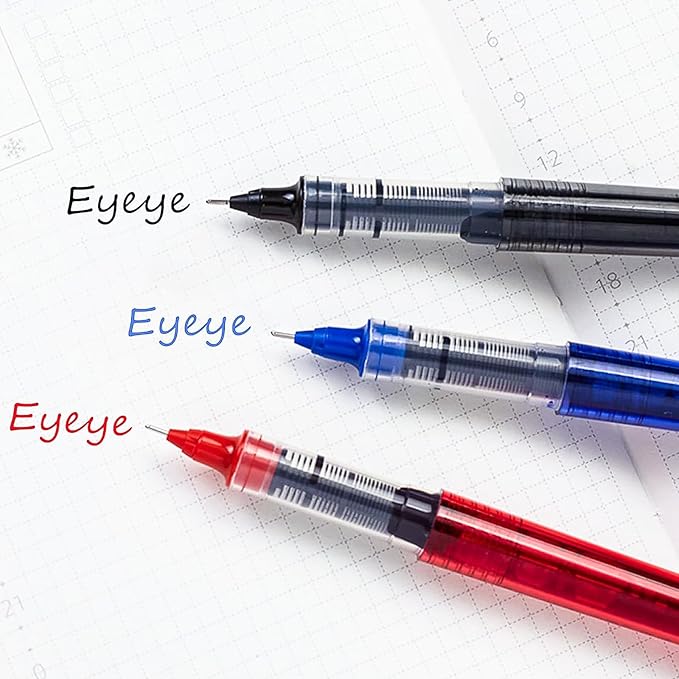 EYEYE 16 Packs Red Rollerball Pens, Liquid Ink Quick Dry Gel Pen, 0.5mm Fine Needle Nib for Taking Notes Doodling, School Office Home Supplies