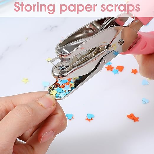 Shape Hole Puncher,5mm Durable Shape Hole Punch,Holes Punchers Shapes with Rubber Handle, Small Holes Puncher for Clothing Tickets DIY Craft Labels Scrapbooking Tools,Pink