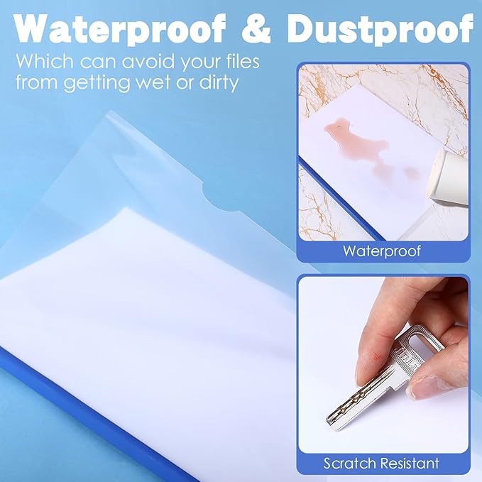 Thenshop 100 Pcs Clear Report Covers with Sliding Bars Sliding Bar File Folder Binder Plastic Report Folder for File Paper Book Resume Letter Office, 30 Sheet Capacity(Blue)