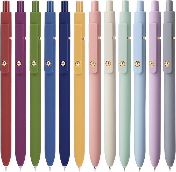 FIOVER 12Pcs Gel Pens, 0.7mm Medium Point Smooth Writing Pen, Black Gel Ink Journaling Supplies for Note Taking, Cute Aesthetic Office School Supplies Gifts for Women(12PCS Black Ink)