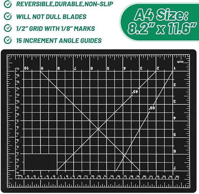 Anezus Exacto Knife with Hobby Mat for Crafts, Self Healing Cutting Mat Hobby Knife with 30 PCS Exacto Blades Precision Knife for Art and Crafts Paper Scrapbooking Stencil (Black)