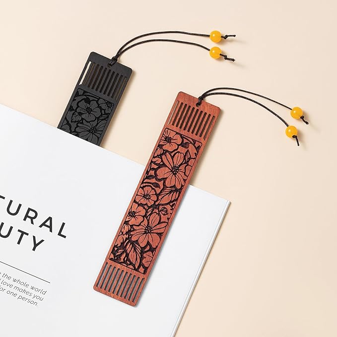 Flower Bookmark Wood Bookmarks for Women Book Lovers,Bookish Gifts for Women (Hollow Flower)