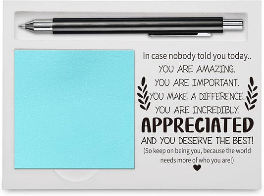 Appreciation Sticky Note Holder, Inspirational Thank You Appreciation Quote Gifts for Leader Boss Women Mentor Coach Manager Employee Coworker Self-Stick Note Pad Holders YBB02