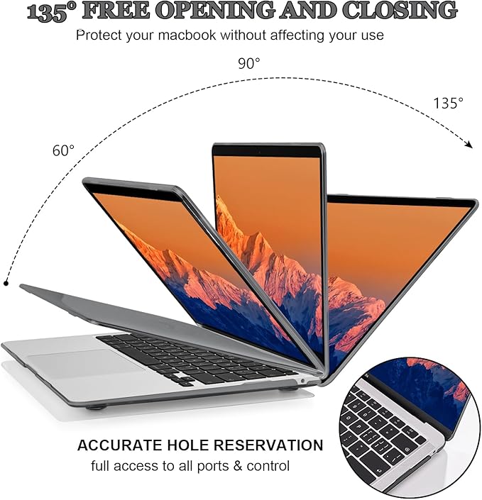 Compatible with MacBook Pro 13 inch Case 2022 2021-2016 Release M2 M1 A2338 A2289 A2251 A1706 A1989 A2159, Plastic Hard Shell Cover Keyboard Skin Screen Film for Mac Pro 13 2018, Crystal Black