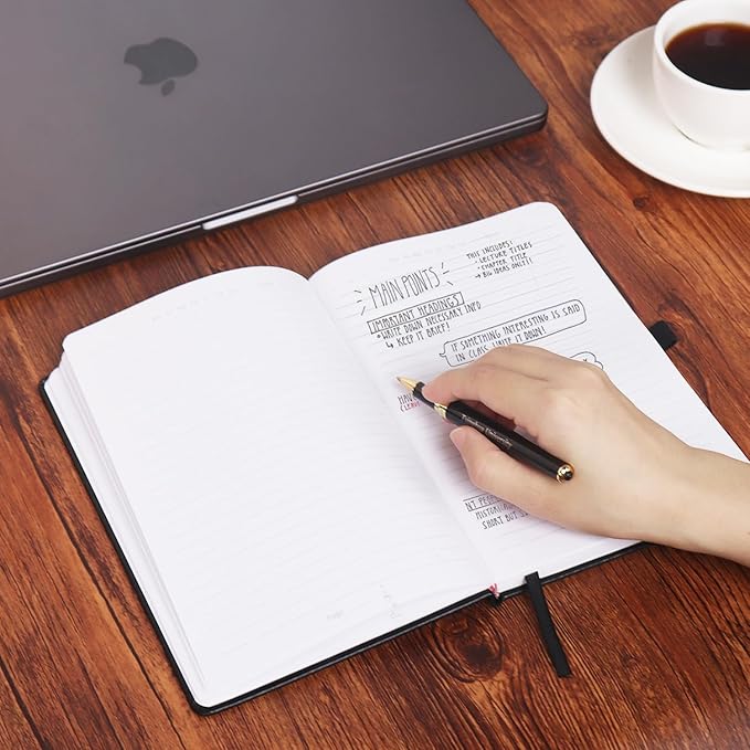 KODAPAGE Black A5 Liend Journal Notebook, 7mm College Ruled Notepad, Journaling for Writing, Work, School, Travel and Note Taking, Hardcover 224 Pages (112 Sheets) 5.5 x 8.3 inches (8 Pack)