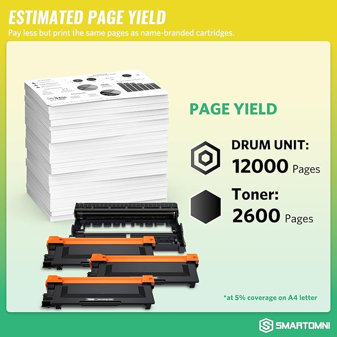 DR630 DR-630 Compatible Toner Cartridge Replacement for Brother TN660 TN630 use for Brother DCP-L2500D L2305W HL-L2300D L2360DN MFC-L2680W L2705DW L2740DW(1 Drum with 3 Toner)