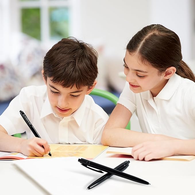 deli Pens Bulk, 50 Pack Retractable Ballpoint Pens, 1.0MM Black Ink,Smooth Writing, No Bleed, Comfortable Grip for Home,Office & School Use