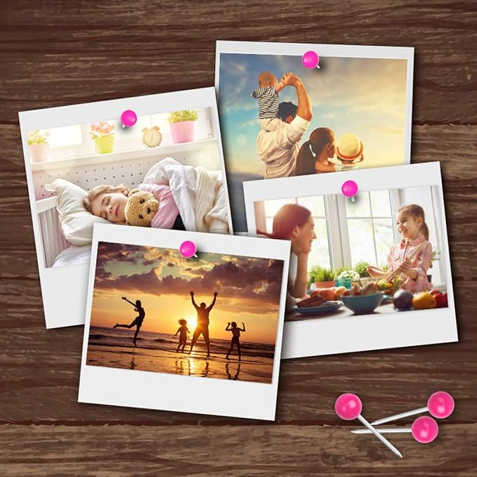 Map Tacks 1/8-Inch Assorted Color Beads Head Map Marking Push Pins,500-count (Pink)