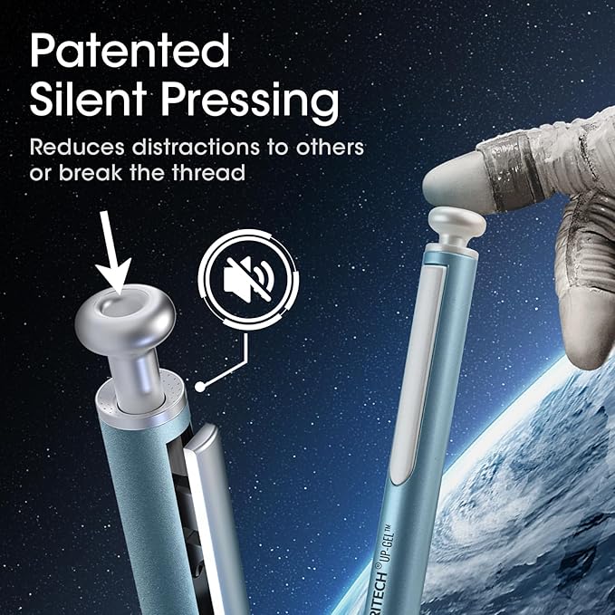 WRITECH Gel Pens Fine Point: Premium Metal Barrel Retractable 0.7mm Black Ink Pen 2ct with 2 Refills No Smear & Bleed Quick Dry Smooth Writing Silent Click Luxury Up-Gel