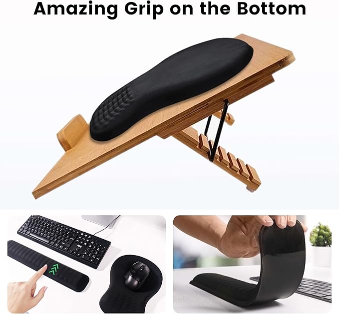 MEKASS Ergonomic Mouse Pad and Keyboard Wrist Rest Set, Super Soft Memory Foam Desk Wrist Support for Computer Keyboard, Non-Slip Arm Palm Rests Cushion for Typing Gaming Office (Large Green Leaves)