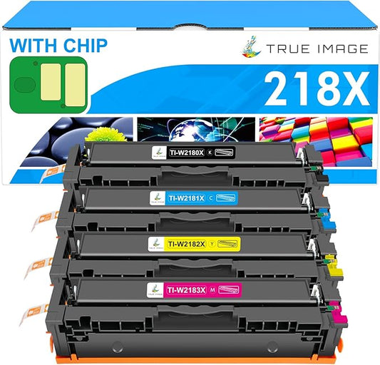 218X Toner Cartridges 4 Pack High Yield 218A 3201dw 3301fdw Compatible Replacement for HP 218A 218X Color Laserjet Pro 3201dw Pro MFP 3301cdw 3301sdw Printer Ink Set with Chip W2180X (B/C/Y/M)