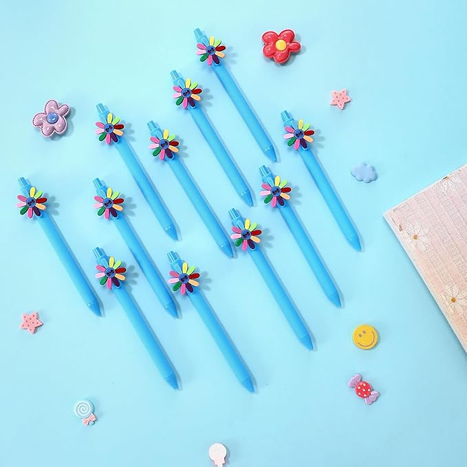 30 Pcs Daisy Scout Ballpoint Pen Bulk Retractable Writing 1.0 mm Medium Point Black Ink Blue Fancy Gift for Friend Troop Scout Leader Daisy Lover Gift Party Favor School Supplies