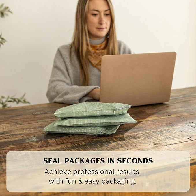 Poly Mailers 6x9 Inch 100 Pack Small Shipping Bags Strong Thick Mailing Envelopes | Self Sealing Adhesive | Waterproof & Tear Resistant | Small Business Packaging for Clothing - Boho Sage Green