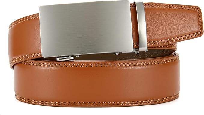 CHAOREN Mens Belt - Mens Ratchet Belt Leather 1 3/8" for Dress Pant - Micro Adjustable Belt Fit Everywhere