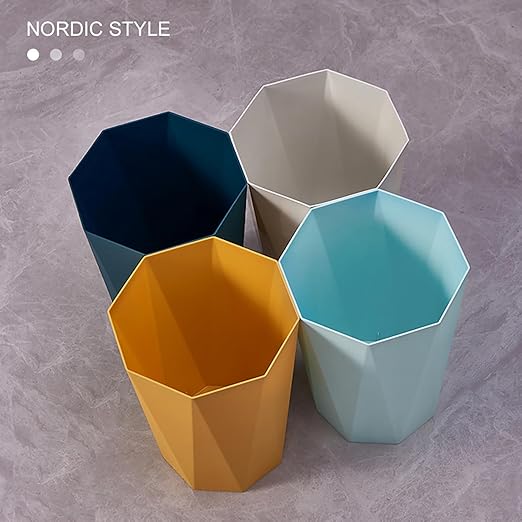 Small Bathroom Trash Can 2 Pack Garbage Can 1.8 Gallon Waste Basket for Dorms Toilets Bedrooms Offices, White