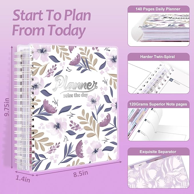 Planner 2025-2026, 18 Months Large Academic Daily Weekly Monthly Planner Organizer, July. 2025 - Dec. 2026, 8.5x9.8" Agenda with Page Tabs, Separator Page, Pocket Folder, Bookmark, Stickers & Sticky Note Set