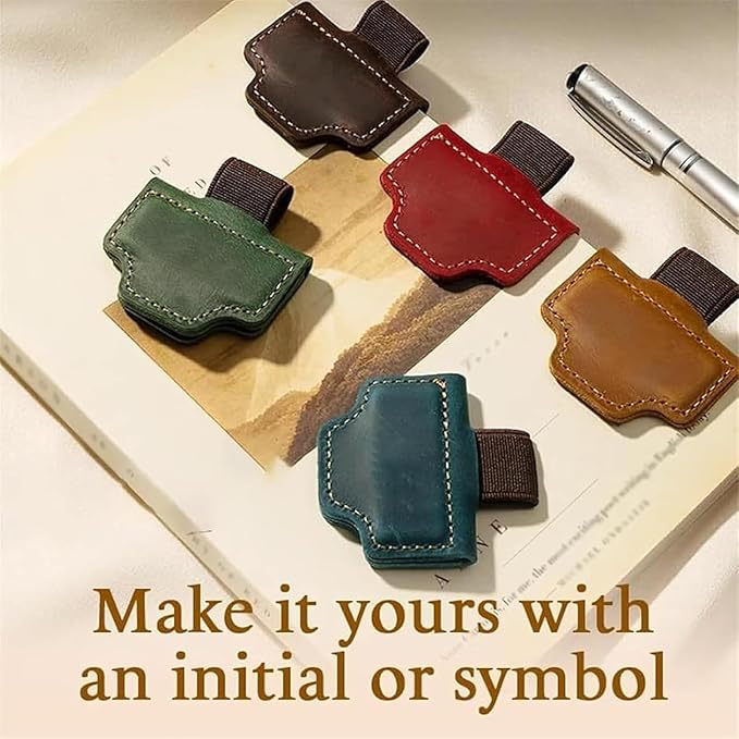 Bookmark with Pen Holder, 2026 New Bygonemark Personalized Magnetic Leather Bookmark, Strong Magnetic for Any Book, Handmade Page Mark Colorful for Booklovers (Red, G)