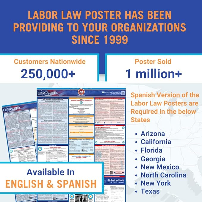 2025 Latest Vermont Labor Law Poster - State, Federal, OSHA Compliant - Workplace Required Posting for Employees - English Employment Poster- UV Laminated Waterproof - 26" x 39.5”- English