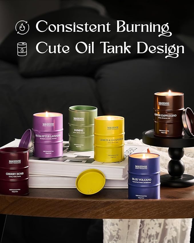 Holiday Candle Gift Set | Fall Scented Candles Set|6 Pack Candles for Home Scented,Lemon Grapefruit Eucalyptus Lavender Jasmine Coffee Cherry Candle,Gift Set for Women and Men,Soy Wax 21 oz 105 Hour