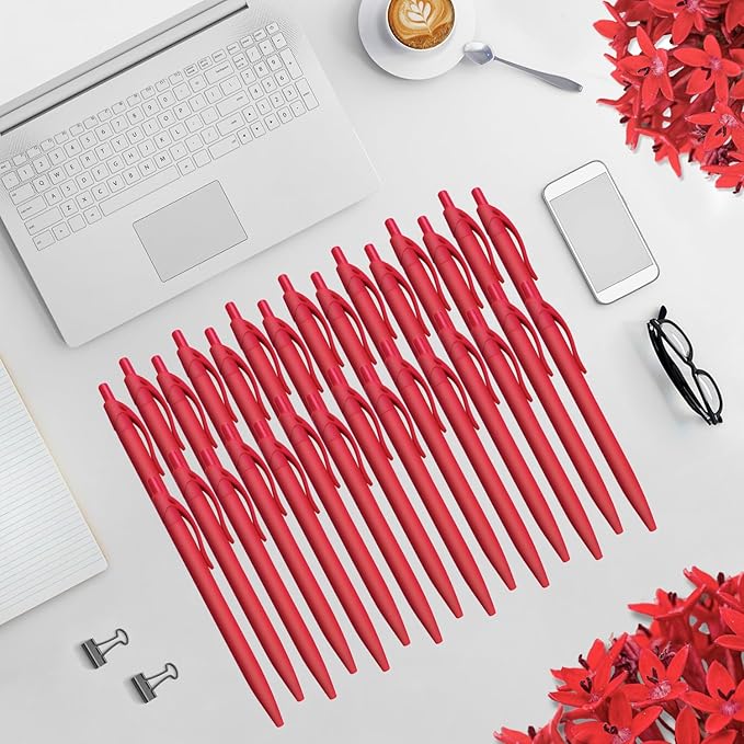 Aozora Pens Bulk 240 Pack Red Click Pens No Bleed Wholesale Retractable Ballpoint Pens Medium Point,Smooth Ink Pens for Journaling School Office Supplies 1.0MM Red Ink