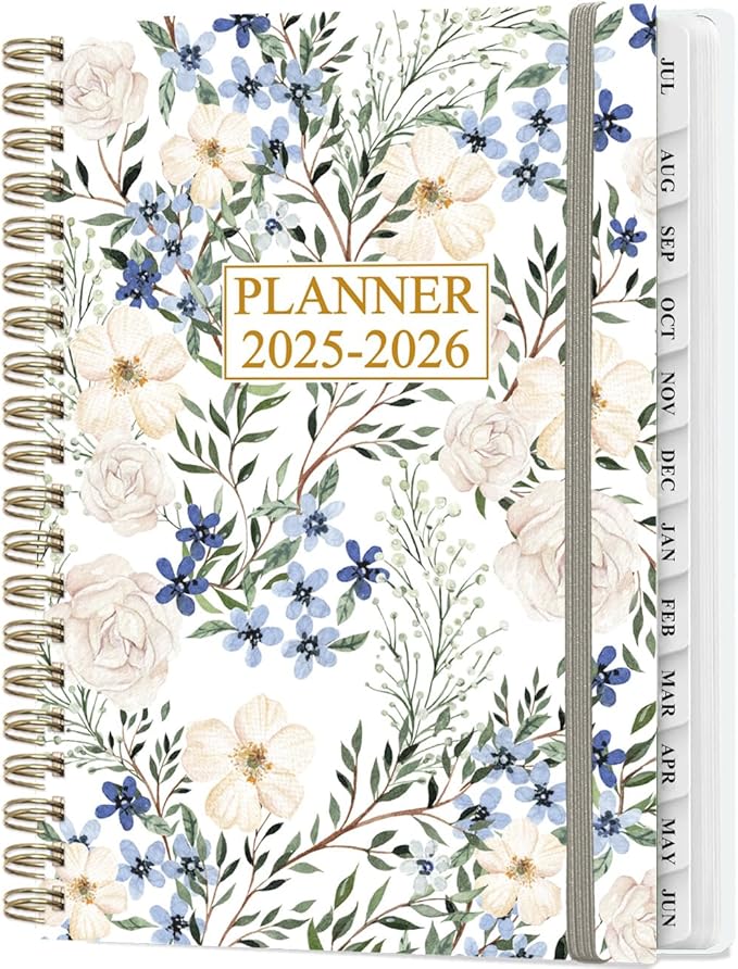 Planner 2025-2026 - Weekly & Monthly Planner from July 2025 to June 2026, Agenda 2025 2026 with Inner Pocket, Elastic Band, 6.4" x 8.5", Crushed Flower