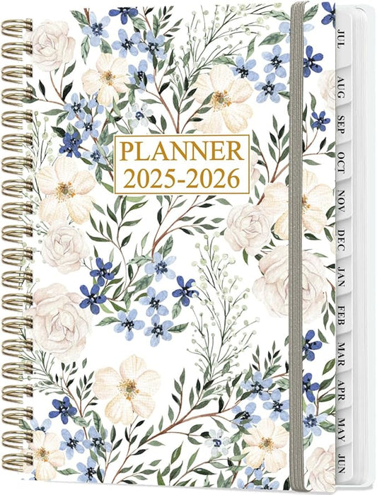 Planner 2025-2026 - Weekly & Monthly Planner from July 2025 to June 2026, Agenda 2025 2026 with Inner Pocket, Elastic Band, 6.4" x 8.5", Crushed Flower