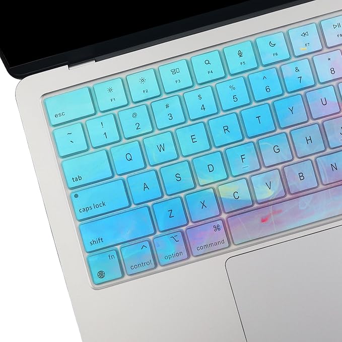 2 Pack Keyboard Cover Skin for 2025-2023 MacBook Air 13" 15" M4 M3 M2, 2025-2021 MacBook Pro 14" 16" M5 M4 M3 M2 M1 Pro/Max, 14.2" 16.2" MacBook Pro /13.6" 15.3" MacBook Air, US, Stylish Colorful