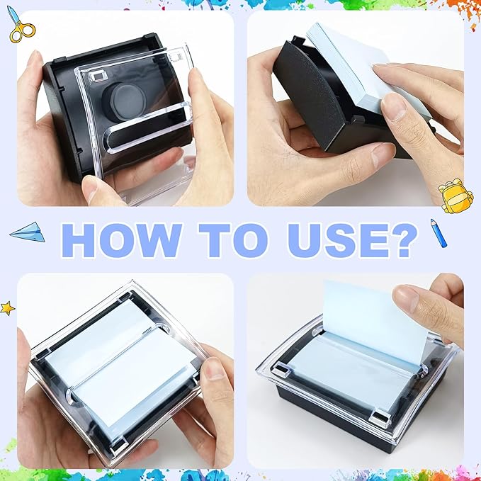 2 Pack Post it Note Dispenser with 4 Pad Pop up Sticky Notes,3x3 Inches Sticky Note Holder for Office Home Classroom Desk Supplies,100 Sheet/pad(4 Colors)