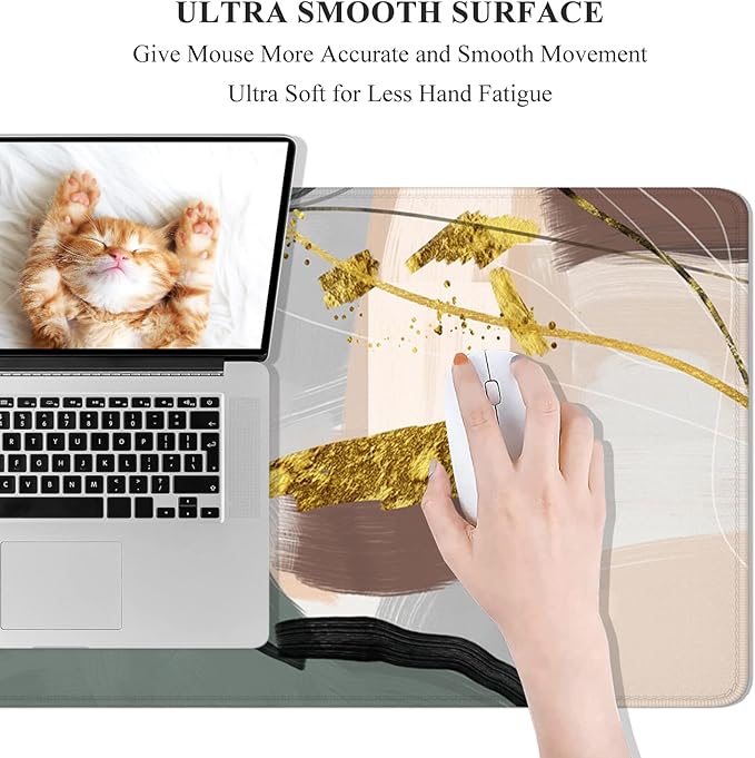 Desk Mat, 32" x 12" XXL Extended Large Gaming Mouse Pad, Desktop Decor Desk Pad, Cute Men Women Office Supplies and Accessories, XL Mouse Mat for Laptop & Keyboard, Retro Abstract Art