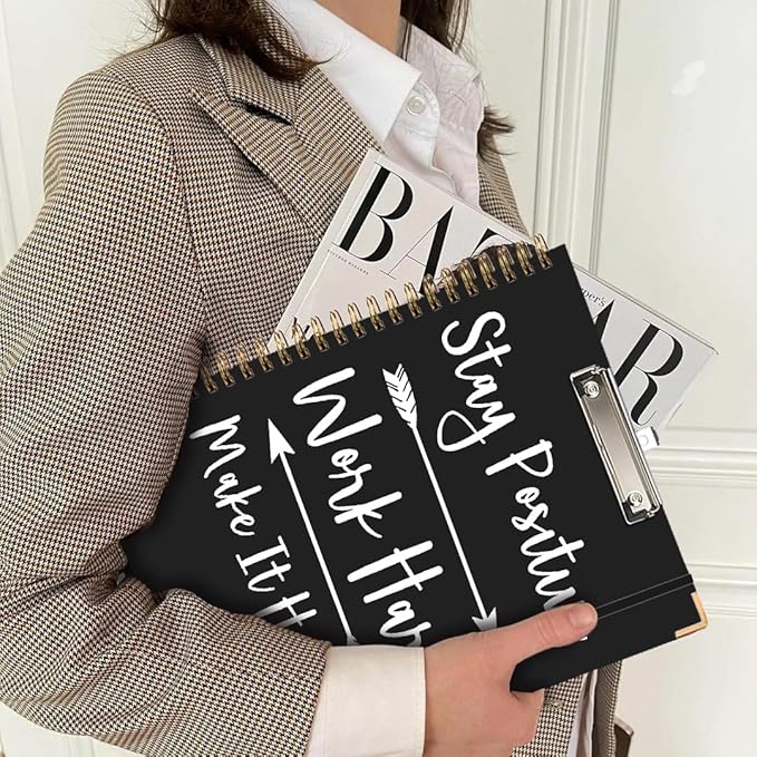 Lateefah Clipboard with Storage, File Folders with Pockets, Nursing Clipboard with Label Stickers and Notepad, Spiral Clip Board with Pen Loop for School, Office Supplies