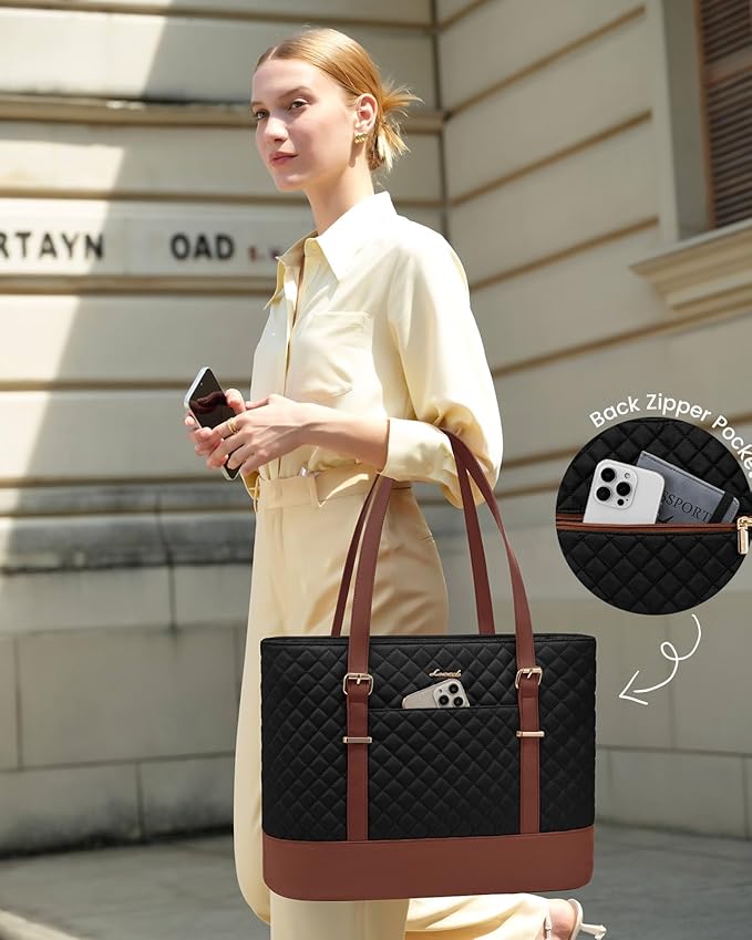 LOVEVOOK Laptop Bag for Women, 15.6 Inch Work Tote Computer Bag With Large Cup Holder, Lightweight Large Laptop Briefcase for Travel, Bussiness, Teacher