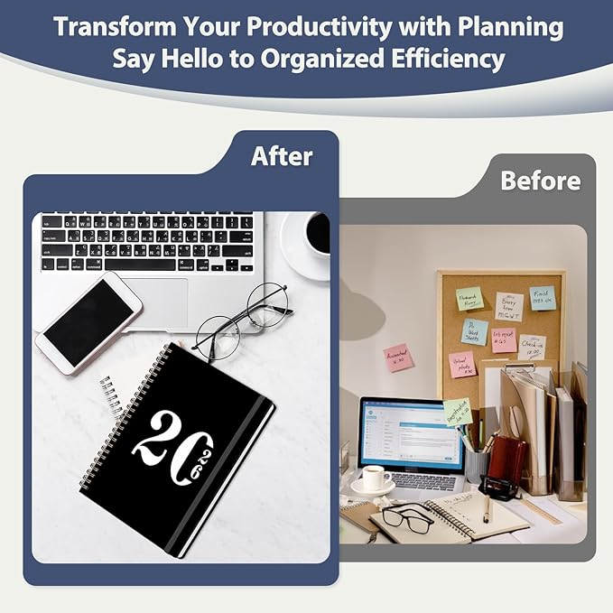 2026 Planner, Weekly and Monthly Calendar Agenda Book, Jan 2026 - Dec 2026, Hardcover Planning Academic Planner for Office School Supplies and Desk Accessories - A5 (6.3'' x 8.5'')