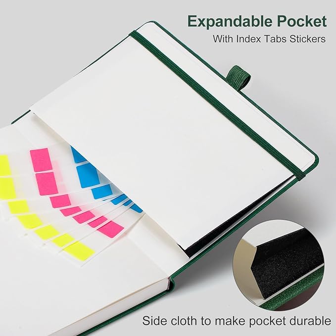 AHGXG Graph Paper Notebook - Grid Notebook Journal A5, 120 GSM Thick Graph Paper, 160 Pages, Leather Hardcover, for Graphing, Writing, Math, Engineering, 5.75'' × 8.38''- Green