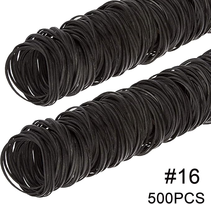 AMUU Rubber Bands black 500pcs #16 Small Rubber Band for Office money School Home size16 Elastic Band 38m m rubber bands
