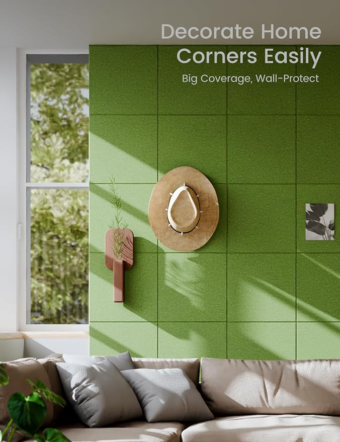 Large Felt Bulletin Board 36" x 24"Cork Board Alternative - 6 Pack with 40 Safe Removable Adhesive Tabs, Cork Boards for Walls Cork Board for Home Office Classroom Pin Board - Grass Green