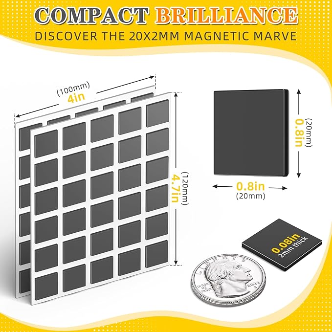 FINDMAG 240pcs Square Magnet Stickers with Adhesive Back, Flexible Self Adhesive Magnets for Crafts, Ideal for Arts, DIY, Office, School, Home, and Wall Hanging