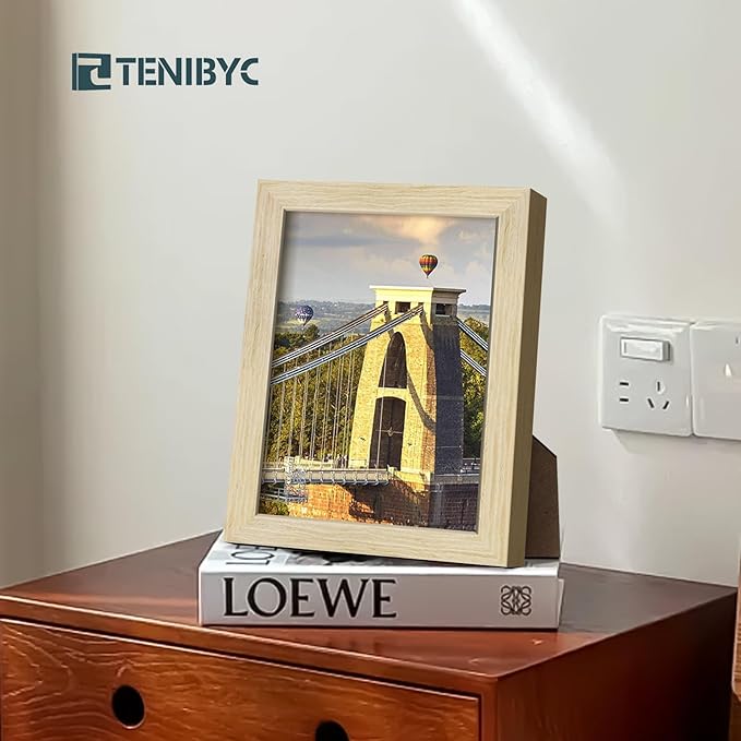 8x10 Picture Frames Set - 3 Pack - Natural Oak Wood - Tempered Glass - for Wall Photos, Family Memories, Posters & Puzzles, Home Decor