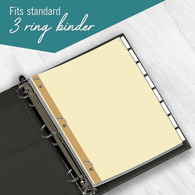 5-Tab Binder Dividers for 3 Ring Binder, Insertable Clear Big Tabs, Letter Size Paper Divider, 8.5 x 11 inch, 3 Sets (15 Dividers Total)