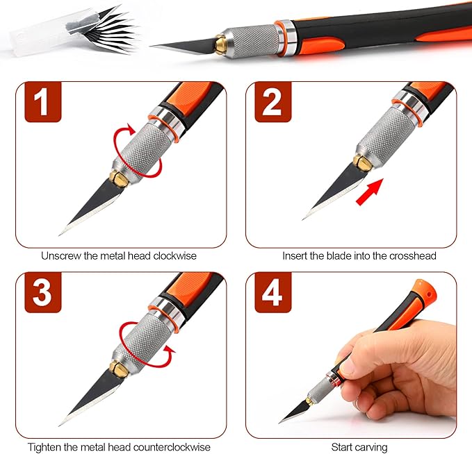 EHDIS Precision Hobby Knife Set Utility Craft Knife Kit with 10PCS Blades for Art, Working-Stencil, Scoring, Scrapbooking, Architecture Modeling, Crafting-Orange