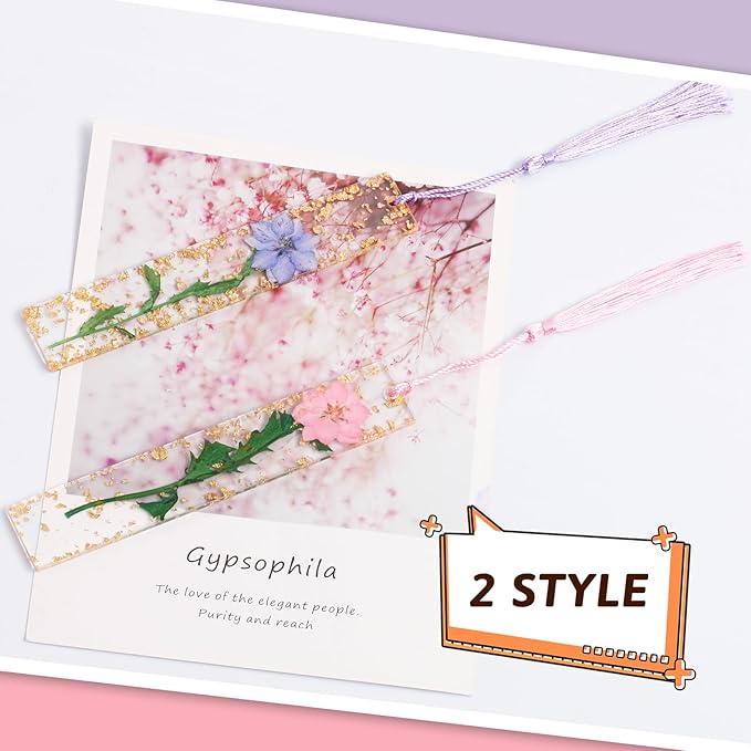 Bookmarks for Women, Kaluofan 2PCS Book Markers for Reading, Durable Handmade Dried Flower Bookmarks with Tassels, Pretty and Increase Reading Interest