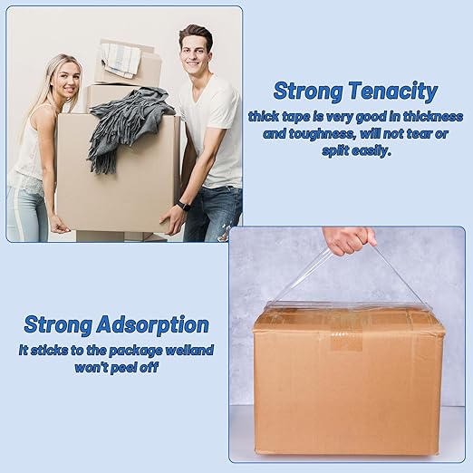 Packing Tape, 4 Rolls Shipping Tape Bulk, 1.88" X 60 Yd, 240 Yds, 2.7 Mil, 3" Core, Clear Heavy Duty for Moving Boxes, Package, Mailing