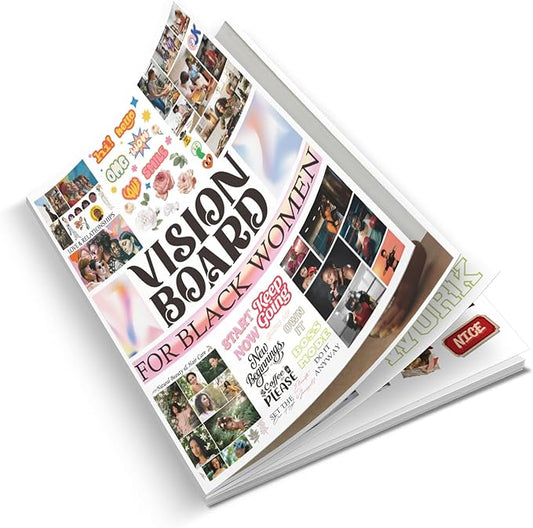 EggSun Vision Board Supplies with 1200+ Images & Quotes Collage Magazine Book, Wall Clip Art Scrapbook Journal Kit for Vision Board Making Beginners Women Men Teen Girls Room Decors (Black Women)
